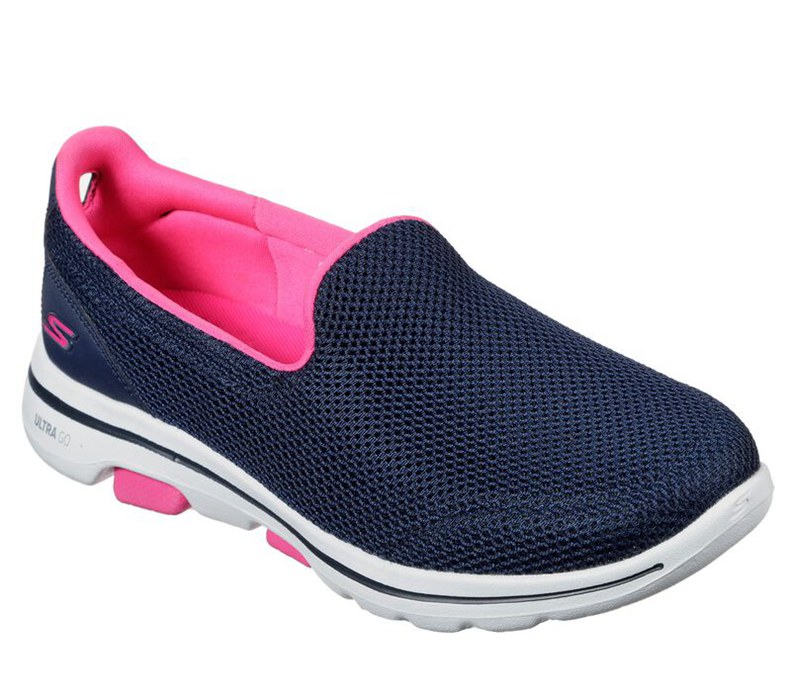 Skechers Gowalk 5 - Fantasy - Womens Slip On Shoes Navy/Pink [AU-OX7791]